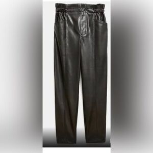 Madewell Vegan Leather Pull-On Paperbag‎ Pants Black - Women | Black size 8